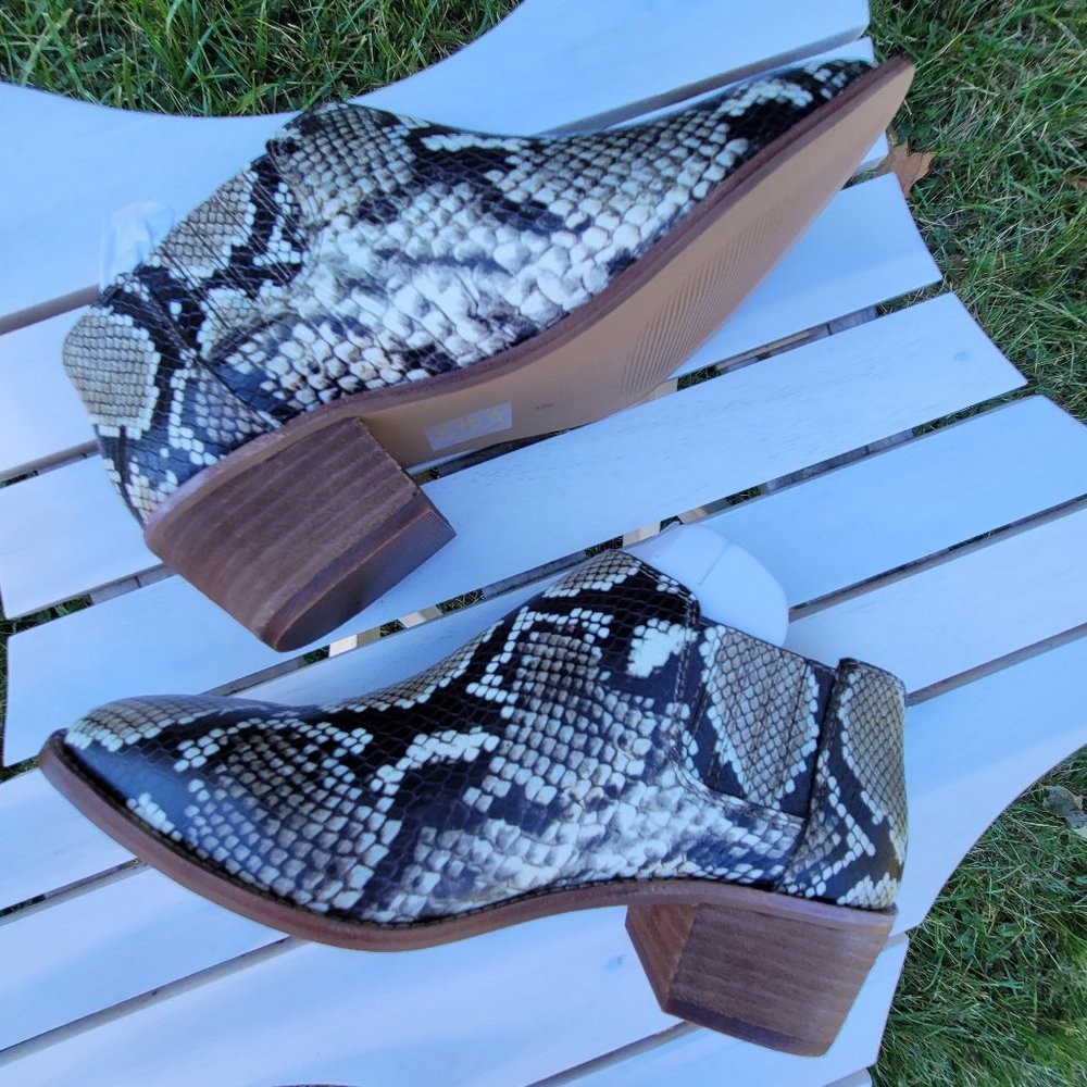 MADEWELL Low Chelsea Boots in Embossed Snake Print Leather